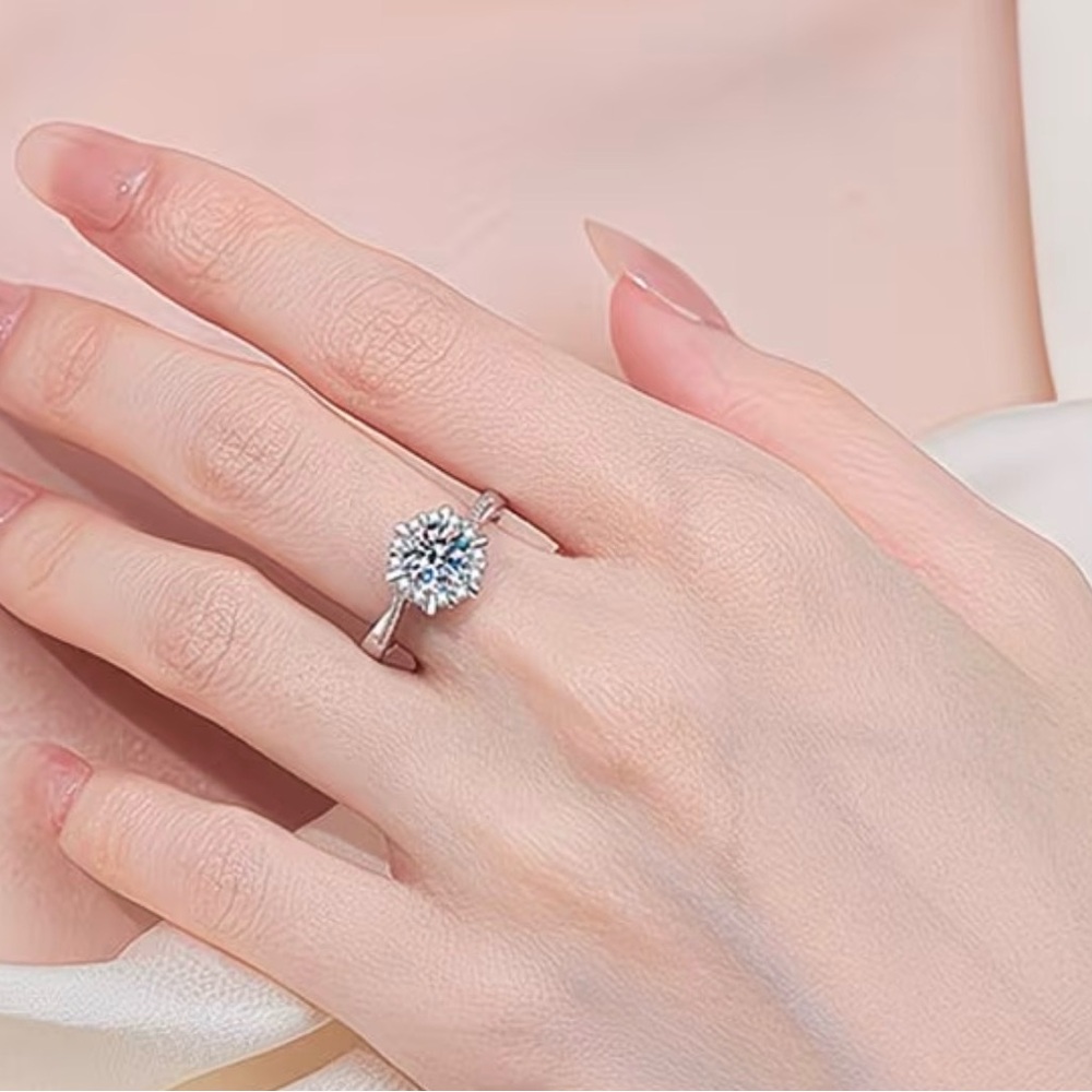 14 kt gold plated Moissanite Ring